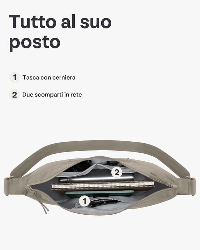 Detalle 2 de Johnny Urban Ally Large Borsa a Tracolla Donna e Uomo Grigio: mezzaluna crossbody idrorepellente