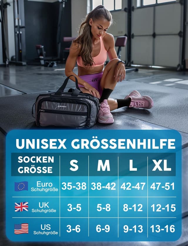 Detalle 2 de Juclise Bambus Kompressions-Laufsocken (15–20 mmHg) mit Coolmax & Anti-Blasen – 3er-Pack