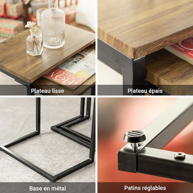 Thumbnail 6 de SoBuy FBT102-F Set 3 tables gigognes