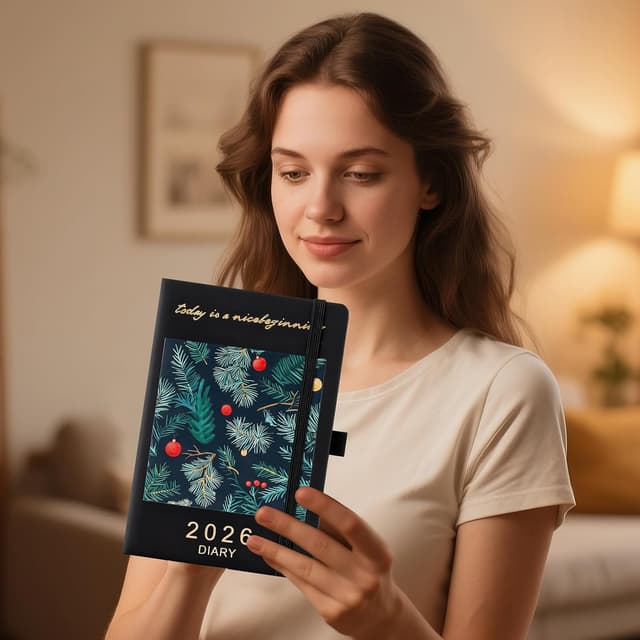 Detalle de Diary 2026 Day to Page A5 Organiser (Jan–Dec 2026) with Pen Holder, Coloured Side Tabs and Inner Packet