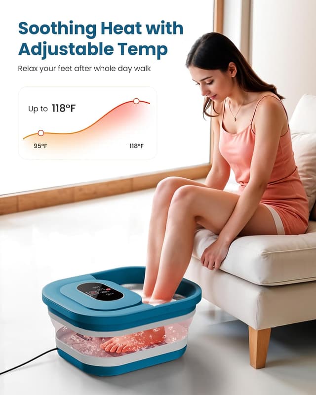 Thumbnail 1 de COMFIER Fußsprudelbad mit Massage, Heizung und Timer (8 Shiatsu-Rollen, 35–48 °C)