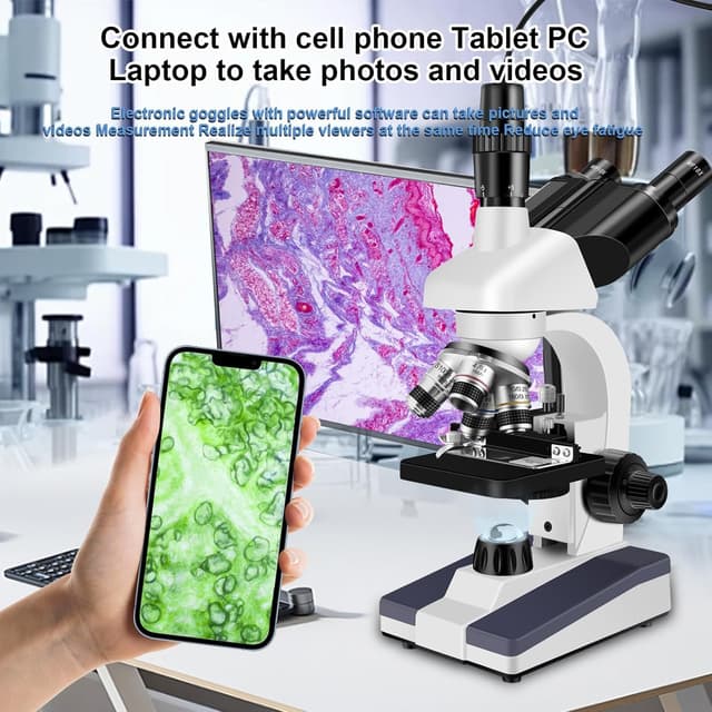 Detalle 2 de Woehrsh Trinocular Microscope (40X-5000X) with Dual Mechanical Stage and HD USB Camera