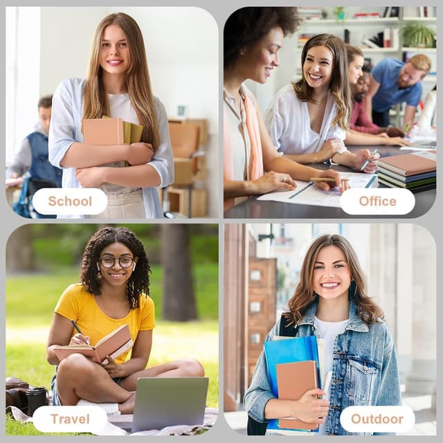 Thumbnail 6 de OFFCUP Carnet A5 ligné avec couverture rigide en cuir végétalien et élastique (192 pages)