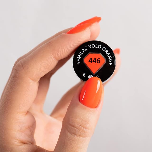 Detalle 2 de Semilac UV Hybrid Nagellack 446 Yolo Orange 7 ml