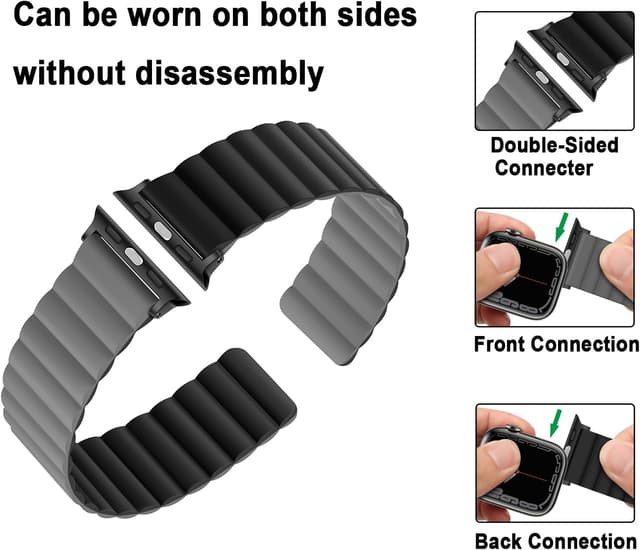 Detalle de Anlinser Magnetic Bands for Apple Watch 49/46/45/44/42/41/40/38mm (Reversible Double-Side Silicone Strap)