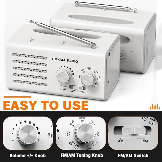 Thumbnail 3 de Radio Transistor AM/FM portátil Blanco