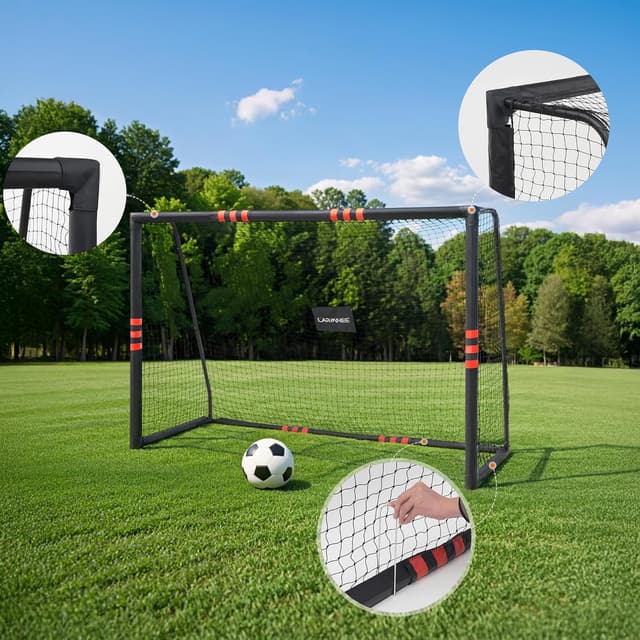 Detalle de LARMNEE 240 cm Fußballtor mit Schaumstoffschutz, PE-Netz & Oxford-Stoffbezug (innen & außen)