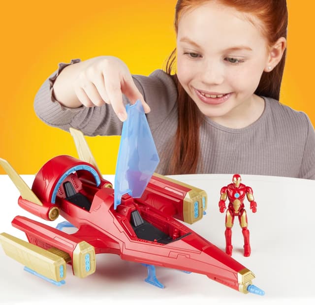 Detalle 2 de Hasbro Marvel Avengers Epic Hero Series – Jet de Combat à Répulseur Iron Man (figurine 10 cm, dès 4 ans)