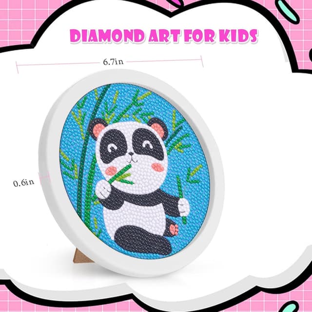 Detalle 2 de FAYAHAR Diamond Painting Kinder mit Rahmen (5D, Cartoon, 16,5 x 16,5 cm) – Stil A