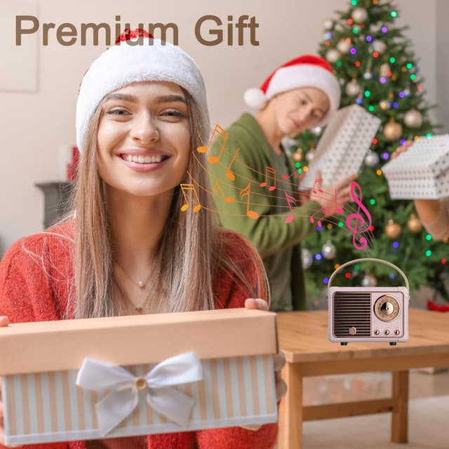 Detalle de Caulikine Retro Bluetooth Speaker Portable (Pink) — small wireless speaker for indoor & outdoor listening