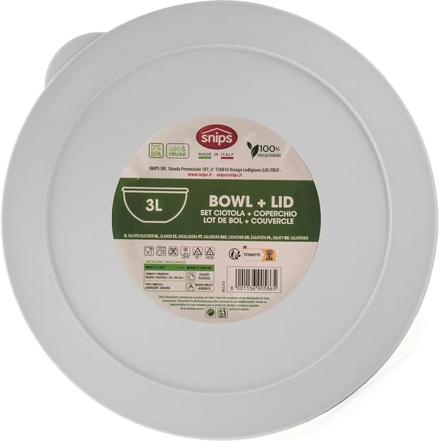 Thumbnail 3 de Snips Ensaladera Blanca 3 L con Tapa, Made in Italy 🍽