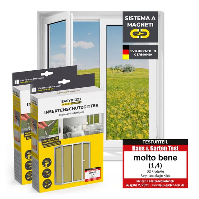 Detalle de EASYmaxx zanzariera per finestra con Magic Click, si taglia su misura fino a 110 x 130 cm, 2 pezzi