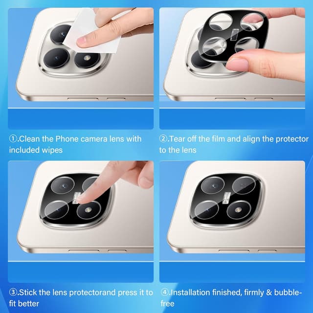 Detalle 2 de Yenwen Kameraschutz für Xiaomi Redmi Note 15 Pro / Note 15 Pro Plus / POCO M8 Pro (3 Stück) – 9H Hartglas, HD-klar