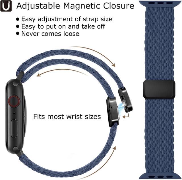 Detalle de Higgs Braided Magnetic Stretch Strap for Apple Watch (nylon elastic) – compatible 38/40/41/42/44/45/46/49mm