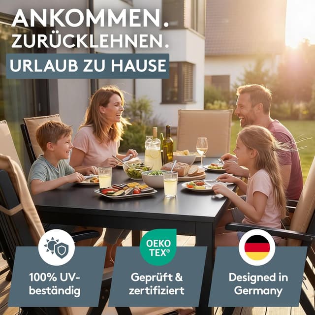 Thumbnail 4 de LILENO HOME Gartenstuhl Auflagen 4er Set Hochlehner Taupe
