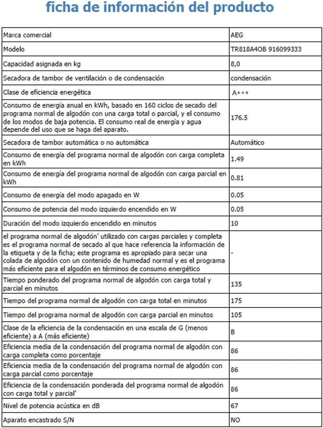 Thumbnail 12 de AEG TR818A4OB Secadora 8 Kg Bomba de Calor 🌬