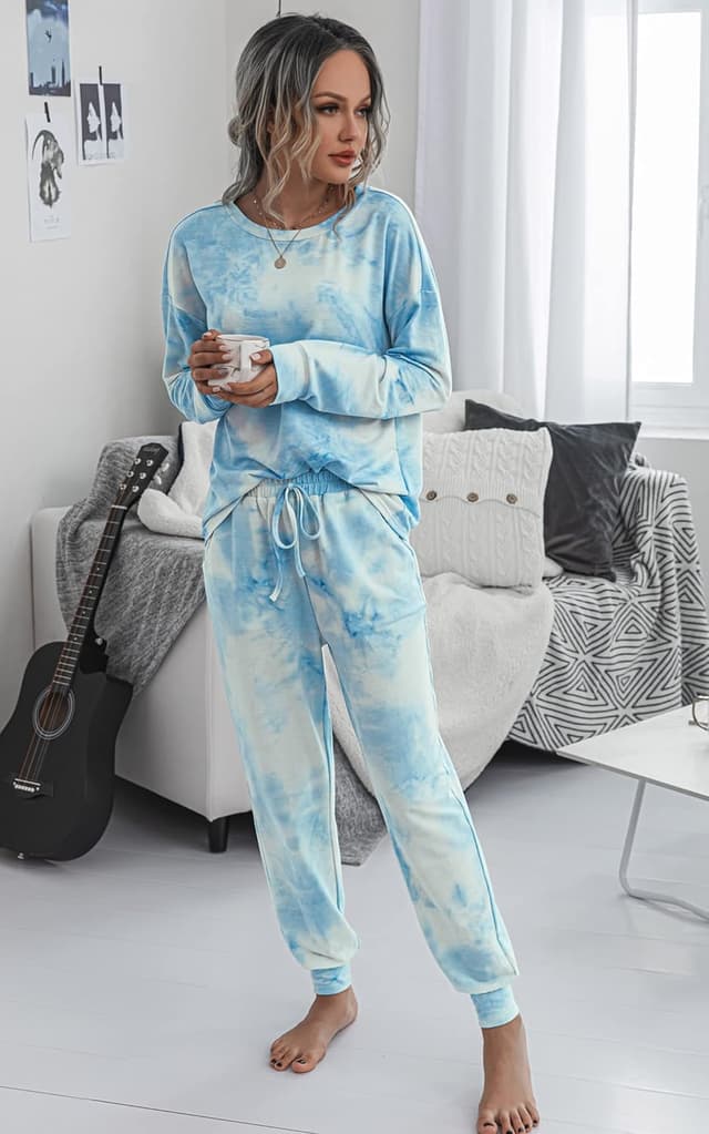 Detalle 2 de ASOMI Pyjama Damen Tie-Dye Set mit Taschen