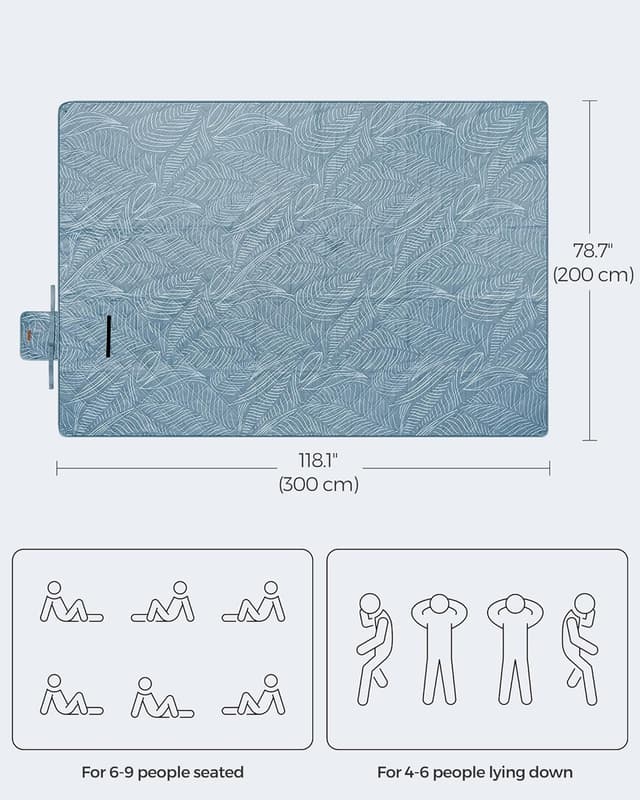 Detalle de SONGMICS Picnic Blanket 300 x 200 cm with 4 ground pegs (GCM310Q03)