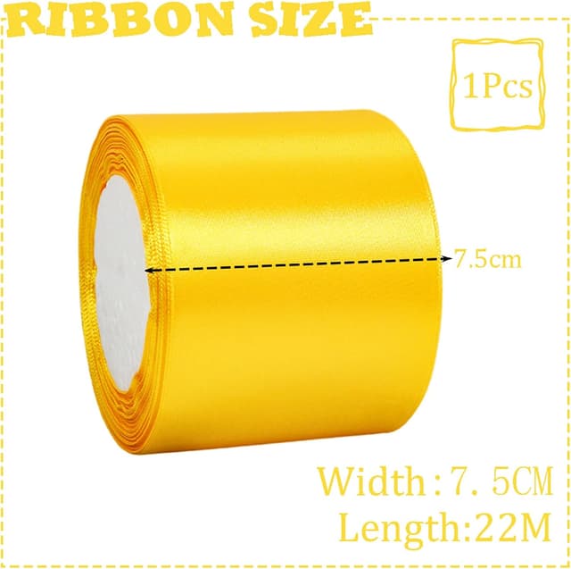 Detalle 2 de Satinband 75 mm Gelb mit 22 m Länge