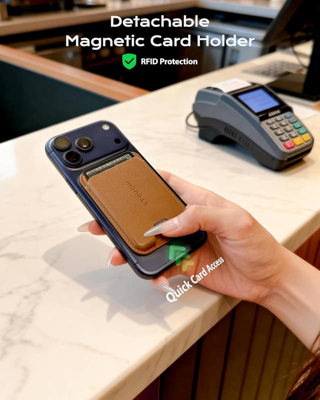 Detalle 2 de Stouchi Passport Holder Airtag Wallet with Detachable Magnetic Card Case (Brown)