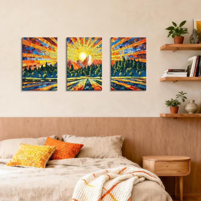 Thumbnail 1 de Wooden Framed Canvas Wall Art Set 120cm