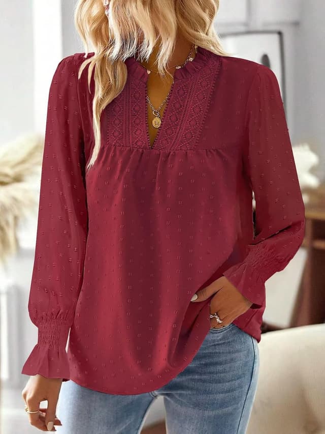Detalle 2 de Falechay Boho Tops V Neck Swiss Dot 2026