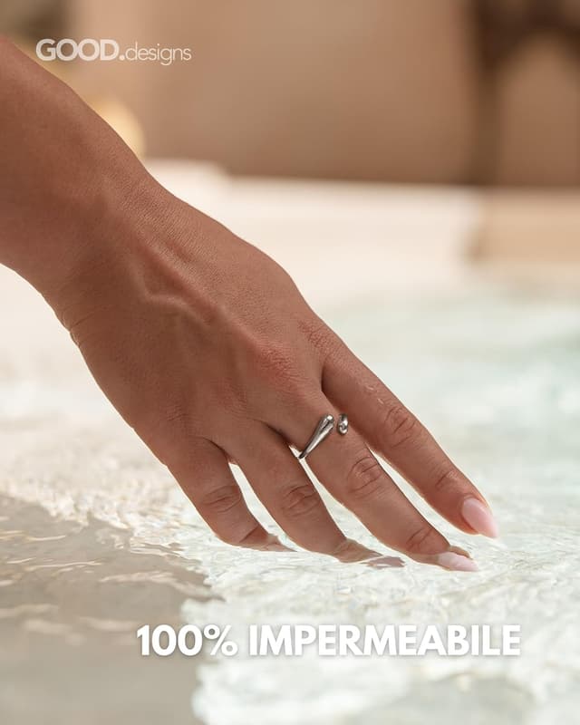 Detalle de Anello regolabile da donna chunky in acciaio inox con placcatura oro 18K, rosé o argento (misure 52-60) con scatola regalo