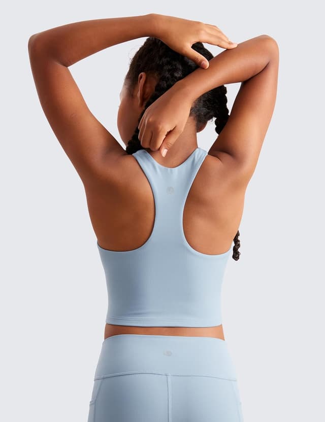 Detalle de CRZ YOGA Girls Butterluxe Racerback Tank Top (double lined) – breathable cropped athletic dance vest