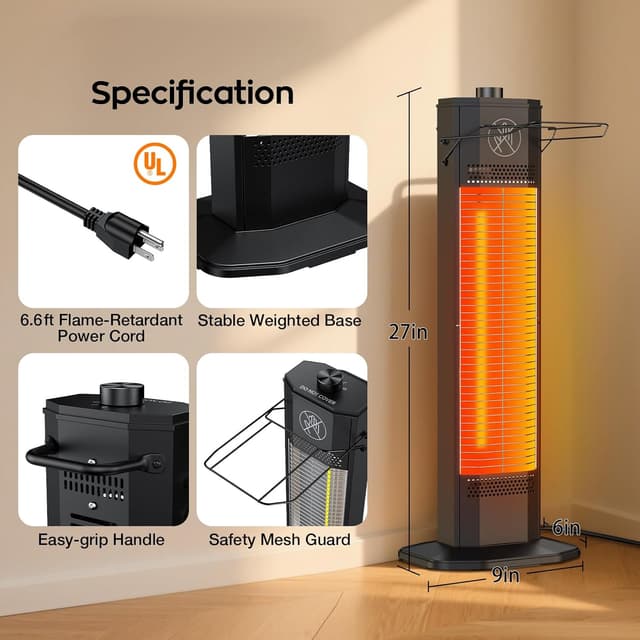 Thumbnail 6 de 27-Inch Infrared Patio Heater ⚡