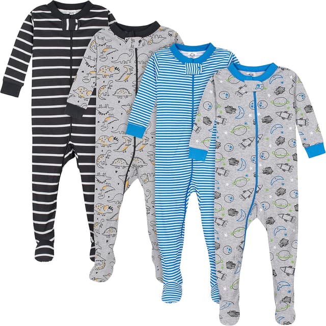Detalle de Pyjamas Gerber 4 pièces pour bébés garçons (grenouillère) – ajustement pensé pour le sommeil