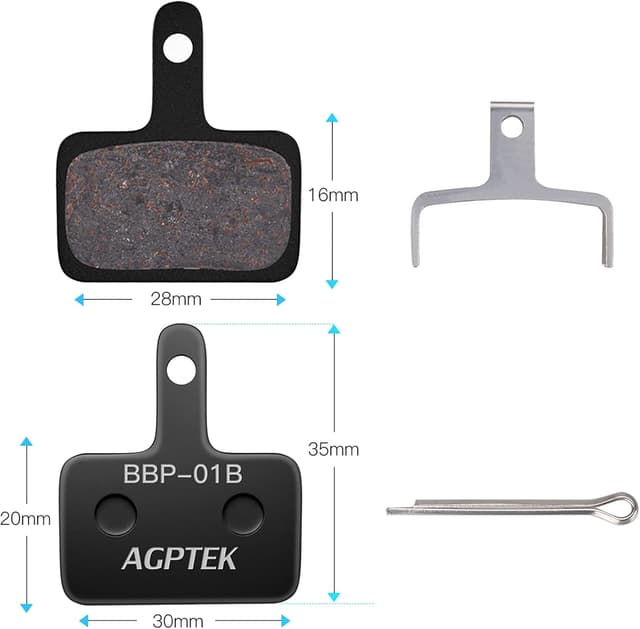 Detalle de AGPTEK Bike Brake Pads (4 Pairs) for Disc Brakes – Semi-metal, compatible with Shimano B01S models