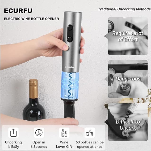 Thumbnail 3 de Electric Wine Opener 4 AA Battery Operated 🍷