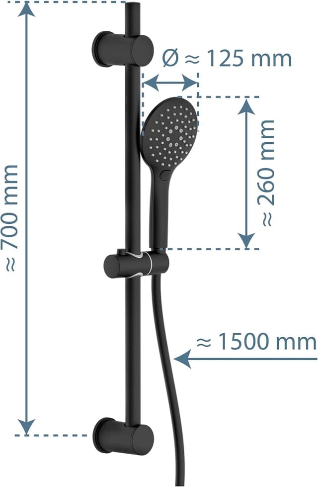 Thumbnail 6 de Schütte RAVEN Barra de Ducha con Alcachofa Ajustable y Manguera