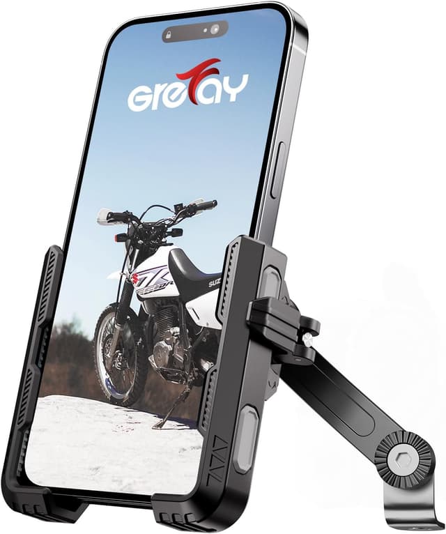 Detalle de Grefay Motorrad Handyhalterung mit 1s Schnellfreigabe und 360° Kopf – für Smartphone bis 7,0 Zoll
