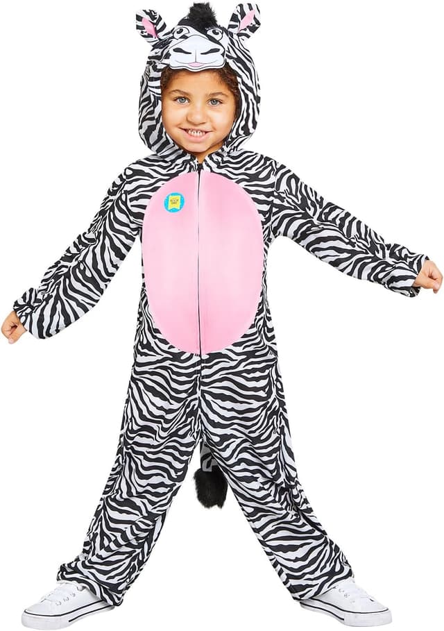 Detalle de (PKT) Child Zebra All In One Kostüm (8–10 Jahre) – Einteiler/Overall im Zebra-Look