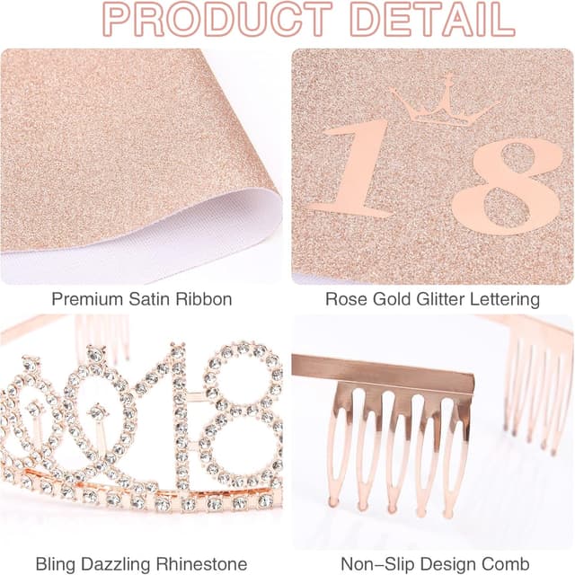 Thumbnail 2 de Mikccer Rose Gold 15th Birthday Sash