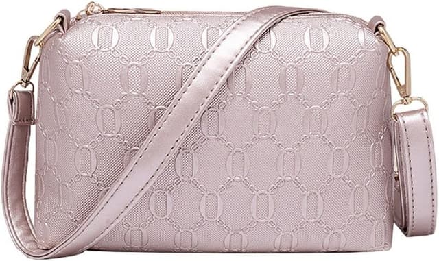 Detalle de MORGLOVE 4-Piece Gold PU Leather Handbag Set (Top Handle, Shoulder & Card Purse)