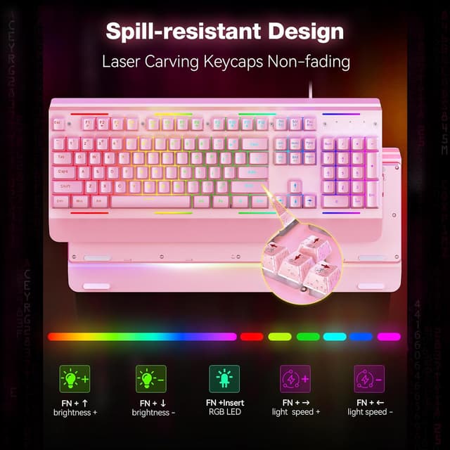 Detalle de TECKNET RGB Gaming Tastatur 105 Tasten
