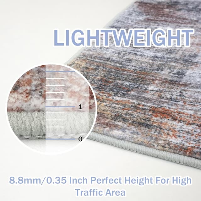 Detalle de IOHOUZE Abstract Round Area Rug (6 ft x 6 ft) Washable Round Carpet with Non-Slip Backing