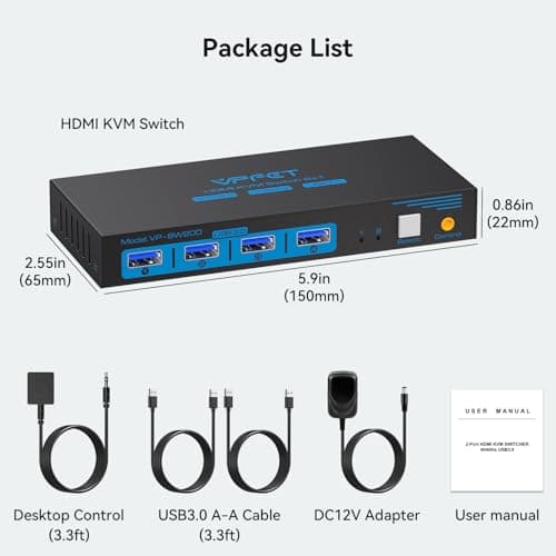 Detalle 2 de USB3.0 HDMI KVM Switch 4K60Hz - 2 PCs, 4 Dispositivos🖥