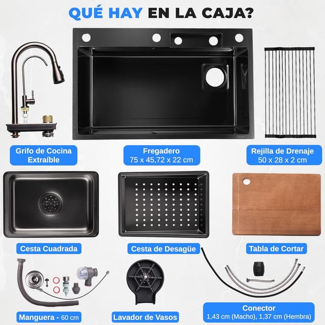 Thumbnail 6 de Serenelife fregadero cocina acero inoxidable