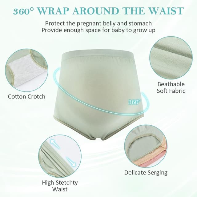 Detalle de Lot de 4 culottes de maternité taille haute sans couture ACWOO (XL)