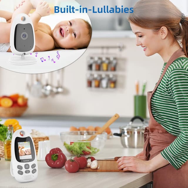 Detalle de TakTark Babyphone vidéo 2,0 pouces LCD avec caméra 2,4 GHz : vision nocturne et communication bidirectionnelle