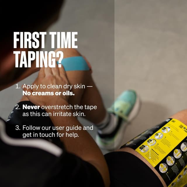 Detalle de SPORTTAPE Original K Hypoallergenic Kinesiology Tape Roll 5cm x 5m (Blue) – waterproof support for shoulder, back & joints