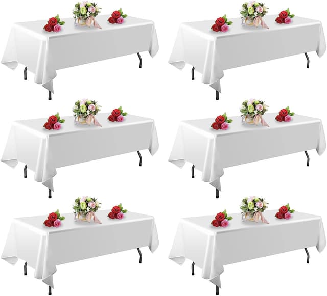 Detalle de FINDYOU White Tablecloth 60x102 in, 6 Pack