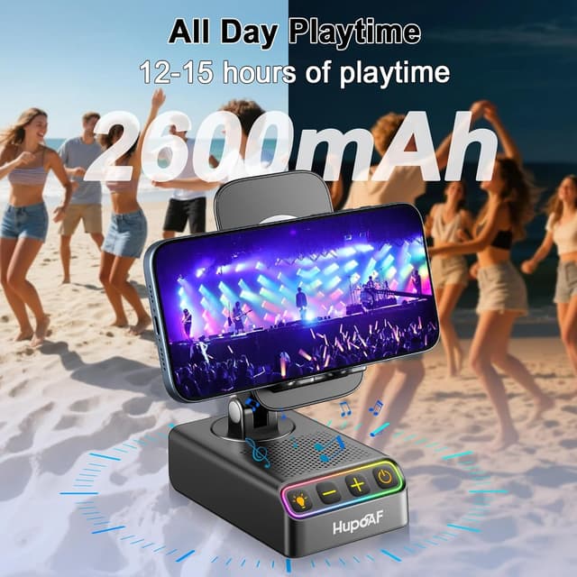 Thumbnail 6 de Hupoaf Adjustable Cell Phone Stand with Wireless Induction Bluetooth Speaker and RGB Ambient Lighting