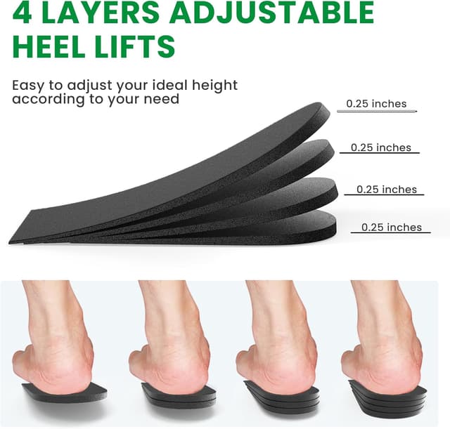 Detalle 2 de Bukihome Adjustable Orthopedic Heel Lift Inserts (4 layers) – height increase & heel pain support for large shoes