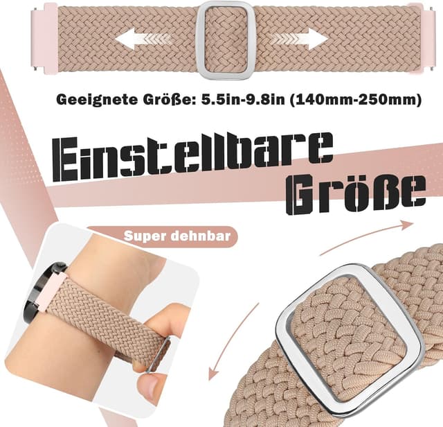 Detalle 1 de Yunshare geflochtenes elastisches Uhrenarmband mit Schnellverschluss (18–24 mm), 3er-Set Ersatzband