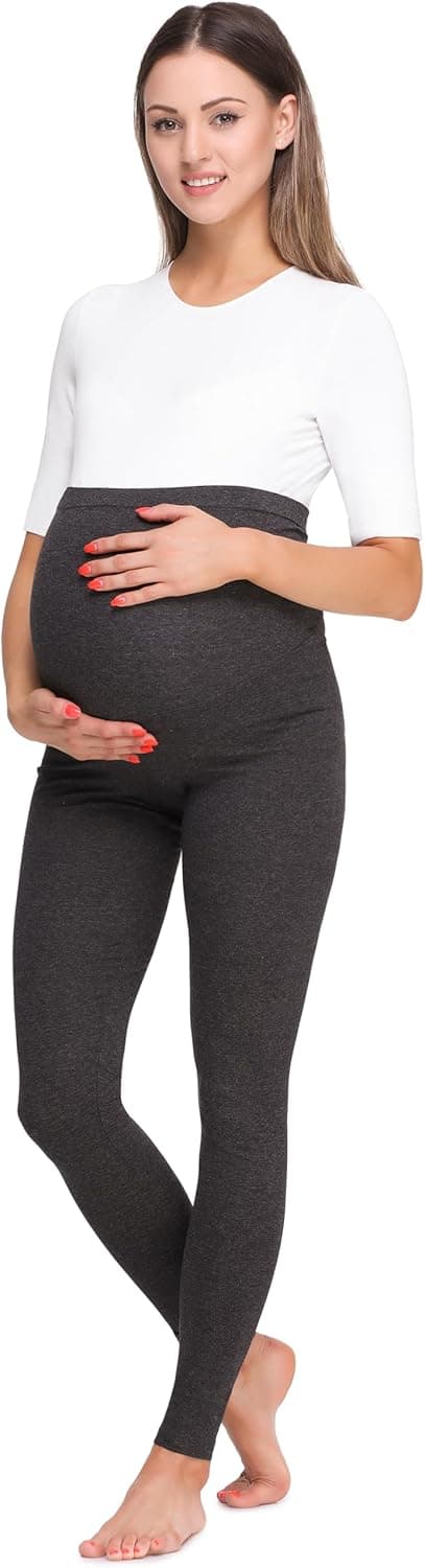 Detalle de Be Mammy Damen Lange Umstandsleggings BE20-257 – bequeme High-Waist-Leggings für Schwangerschaft & Alltag
