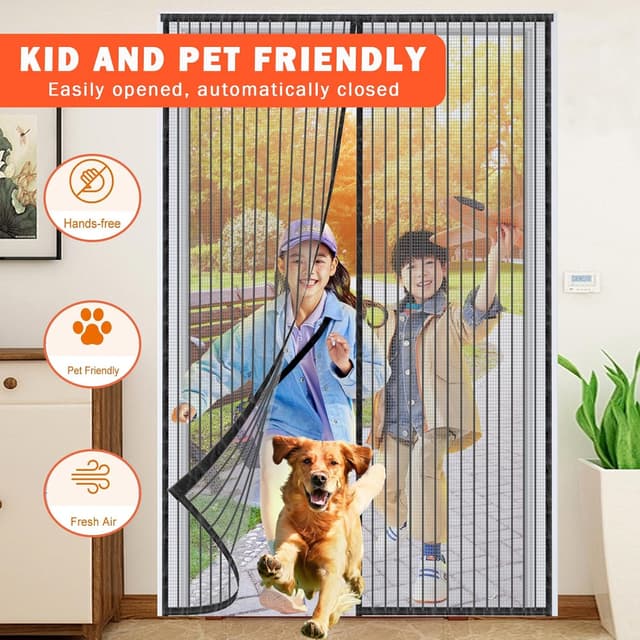 Detalle de BukyTom Zanzariera Magnetica Porta 150x240 (nera) con chiusura automatica a calamite